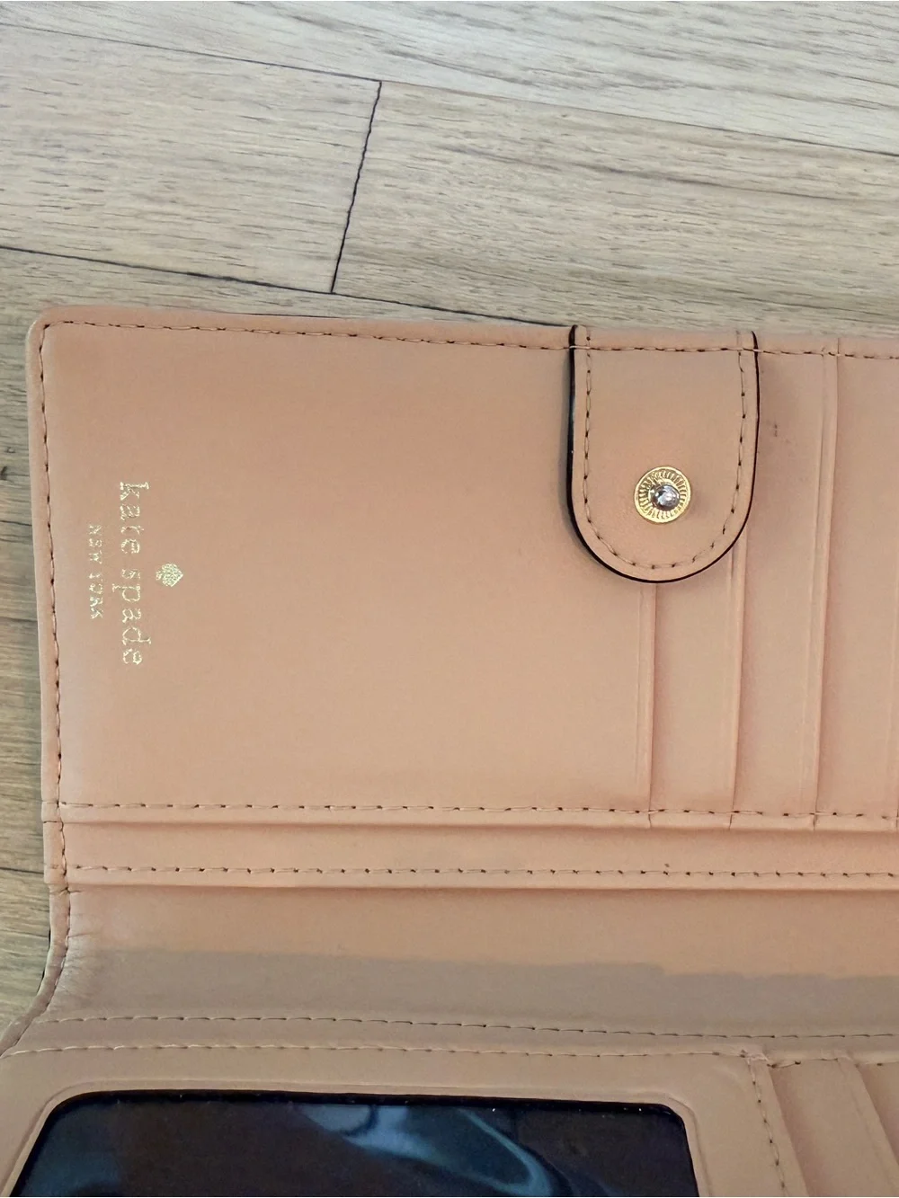 kate spade Black Pebbled Zip Continental Wallet